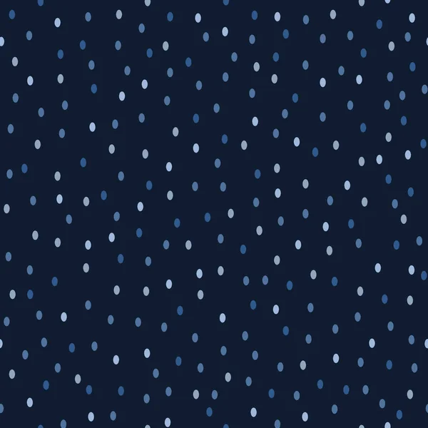 Indigo mavi grafik ditsy polka nokta ları sorunsuz desen. Modern konfeti daireleri vektör illüstrasyon.