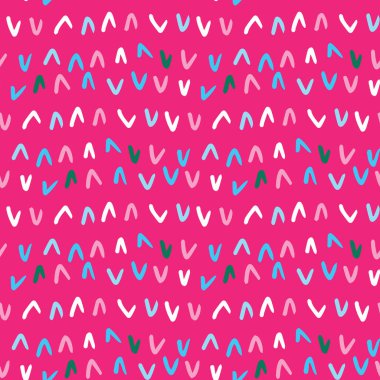 Parlak eğlenceli doodle kene şekli sorunsuz desen. Baskı vektör arka planının her yerinde eğlence.