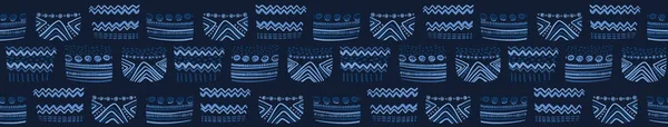Abstrakte grafische Doodle-Linien nahtloses Randmuster. ethnischen Stammes Geo-Streifen Vektorband Illustration — Stockvektor