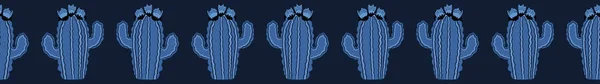 Kwitnienia kaktus bez szwu granicy wzoru. Ilustracja w pomieszczeniu soczysty wektor. — Wektor stockowy