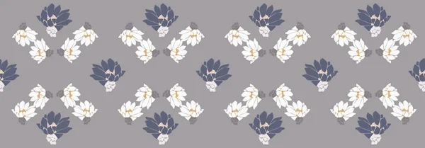 Flor de cacto padrão de borda sem costura flor geométrica. Bonita moda impressão vetor ilustração . —  Vetores de Stock