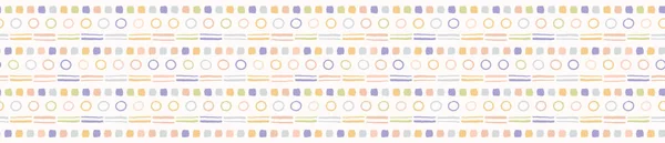 Hand drawn textured polka dot circles border seamless pattern. Sketchy organic dotty lines vector illustration. — Stock Vector