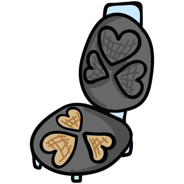 Cute waffle iron cartoon vector illustration motif set. — Stock Vector