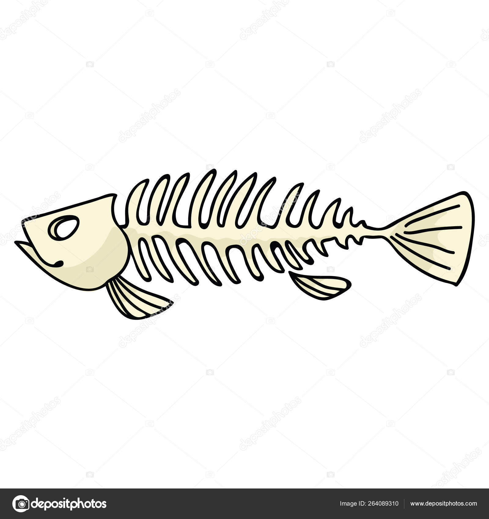 Fish skeleton vector illustration. Cartoon motif set Stock Vector by