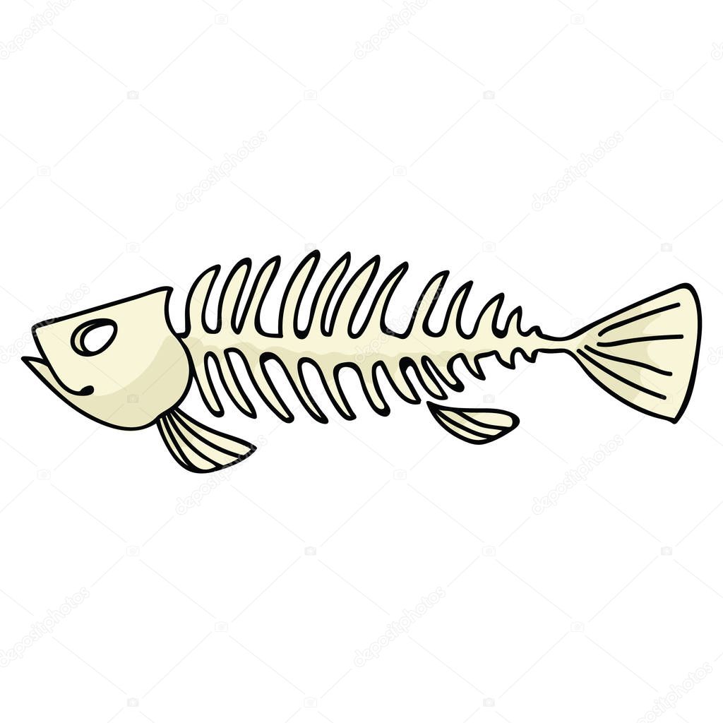 Fish skeleton vector illustration. Cartoon motif set