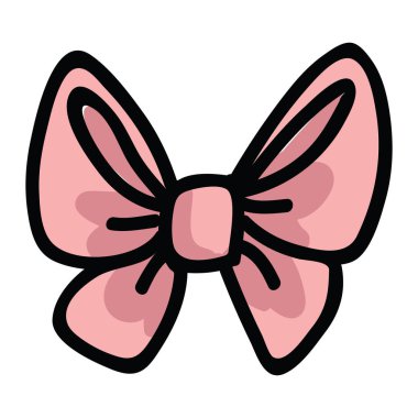 Sevimli kırmızı yay karikatür vektör illüstrasyon motif seti.