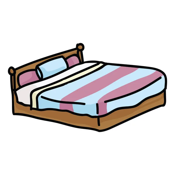 Bonito cama desenho animado vetor ilustração motivo set. desenhado à mão isolado doméstico —  Vetores de Stock