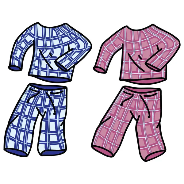 Cute pyjamas vector illustration motif set. Hand drawn isolated domestic sleepy — Stock Vector