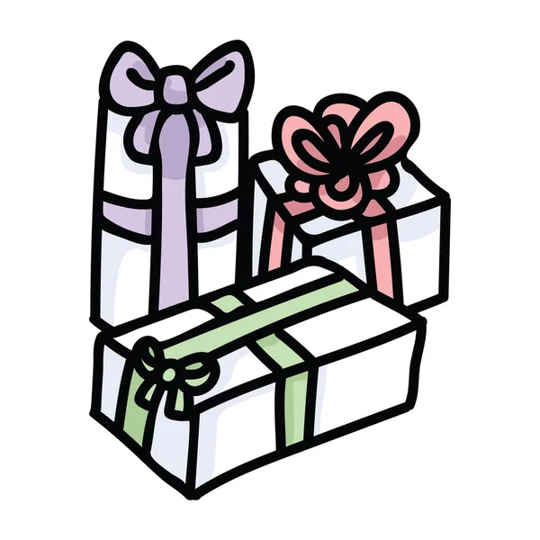 Leuke gift box cartoon vector illustratie motief set. — Stockvector