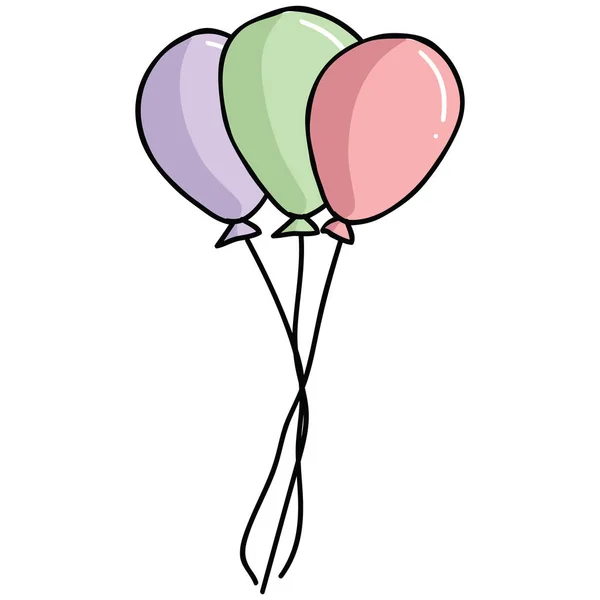 Aranyos ballon csokor karikatúra vektor illusztráció motívum szett. — Stock Vector
