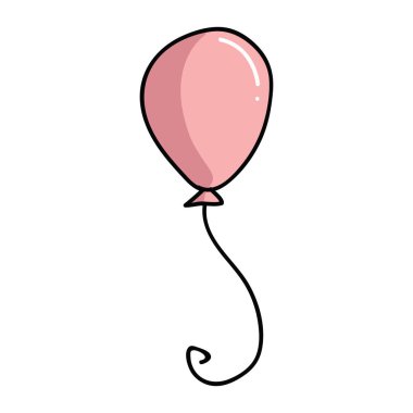 Sevimli kırmızı balon karikatür vektör illüstrasyon motifi seti. Elle çizilmiş