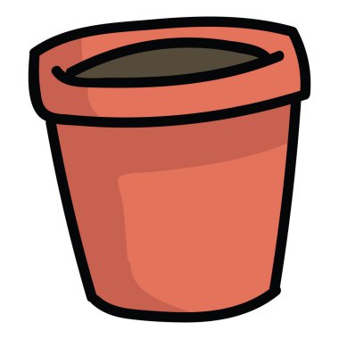 Sevimli terracotta bitki pot karikatür vektör illüstrasyon motif seti.