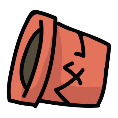 Çatlaklar karikatür vektör illüstrasyon motif seti ile sevimli kırık terracotta bitki pot.