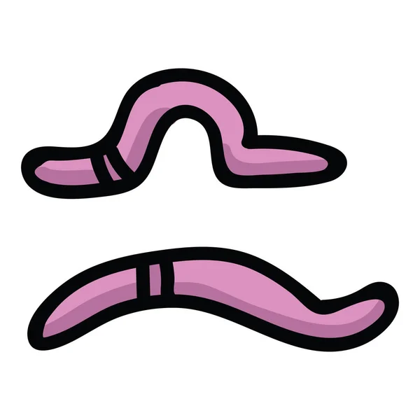 Cute earth worm cartoon vector illustration motif set. Mão desenhado ícones do blog de vida selvagem jardim . — Vetor de Stock