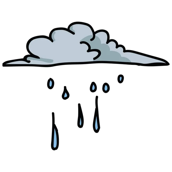 Ładny deszcz chmura ilustracja kreskówka wektor zestaw. Ręcznie rysowane kropla deszczu Stormy Pogoda blog ikony. — Wektor stockowy