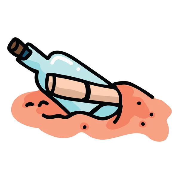 ●サンド漫画ベクトルイラストモチーフセットでボトルに可愛いメッセージ。手描きの孤立したキャスタウェイノート要素クリップアートは、航海ブログ、羊皮紙グラフィック. — ストックベクタ