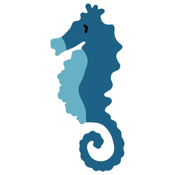 Симпатичный темно-синий карикатурный набор векторных иллюстраций. Ручной рисунок элементов морских животных клипарт для блога морской океанологии, зоологическая графика . — стоковый вектор