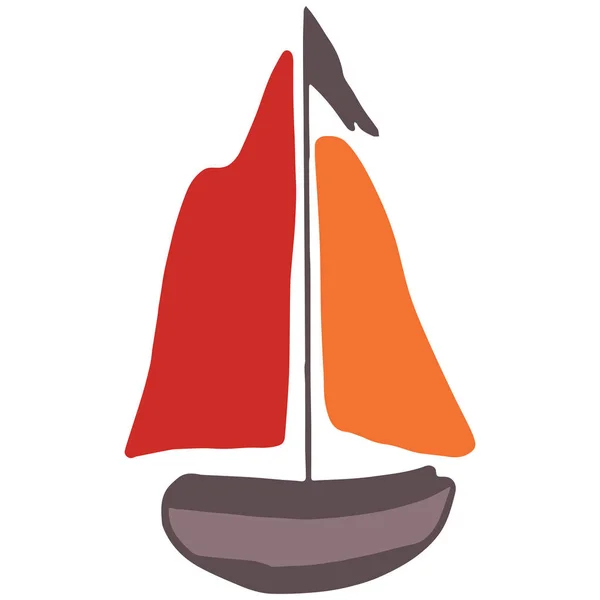 Niedlichen Holzboot Cartoon Vektor Illustration Motivset. handgezeichnete isolierte Seefahrtelemente Cliparts für nautischen Blog, marine Graphik. — Stockvektor