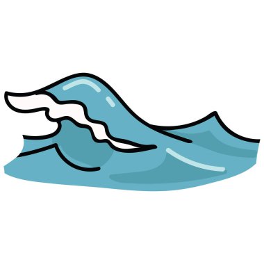 Sevimli köpüklü okyanus dalgaları karikatür vektör illüstrasyon motifseti. Su blogu, deniz grafiği, gelgit web düğmeleri için elle çizilmiş izole deniz elementleri clipart.