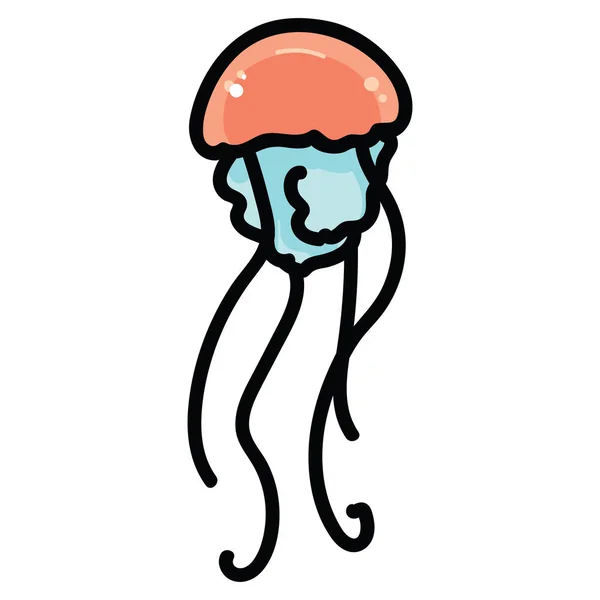 Motyw ilustracja kreskówka pomarańczowy Jellyfish wektor zestaw. Ręcznie rysowane na białym tle akwarium elementy fauna clipartów dla oceanu stworzenie blog, przejrzyste graficzny, morskie przyciski internetowe. — Wektor stockowy