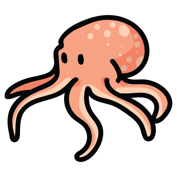 Motif gambar vektor oktopus yang lucu. Tangan digambar terisolasi elemen cephalopod clipart untuk blog makhluk laut, kehidupan laut grafis, tombol web laut . - Stok Vektor