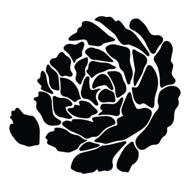 Sevimli tek renkli gül yaprakları siluet karikatür vektör illüstrasyon motif seti. Bahçe blogu için el çizilmiş siyah ve beyaz çiçek elemanları clipart.