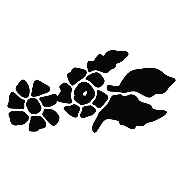 Mignon monochrome petite fleur silhouette dessin animé vectoriel illustration motif ensemble. Éléments floraux noir et blanc dessinés à la main clipart pour le jardinage blog . — Image vectorielle