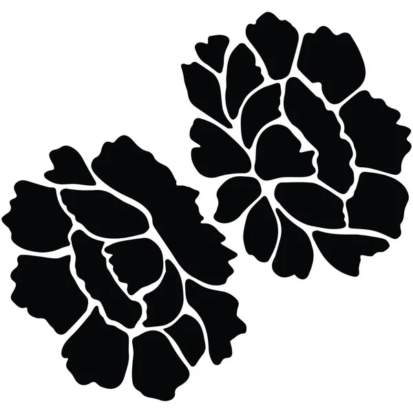 Niedlichen monochromen Rosenblatt Silhouette Cartoon Vektor Illustration Motivset. Handgezeichnete schwarz-weiße florale Elemente Cliparts für den Gartenblog. — Stockvektor