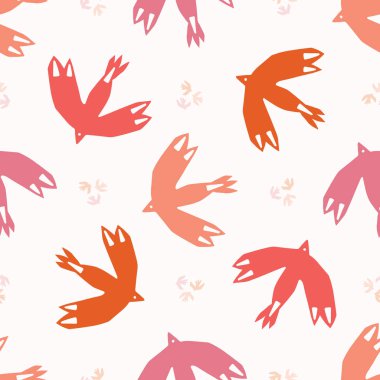 Soyut kuş bulutu şekilleri keser. Vektör deseni sorunsuz arka plan. El çizilmiş matisse tarzı kolaj grafik illüstrasyon.