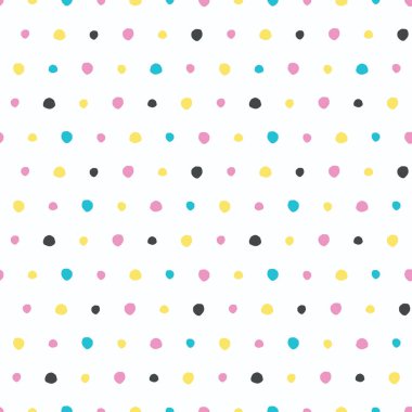 Soyut organik kesim noktalı daireler. Vektör deseni sorunsuz arka plan. El dokulu tarzı çizilmiş. Polka nokta çizgili grafik illüstrasyon.