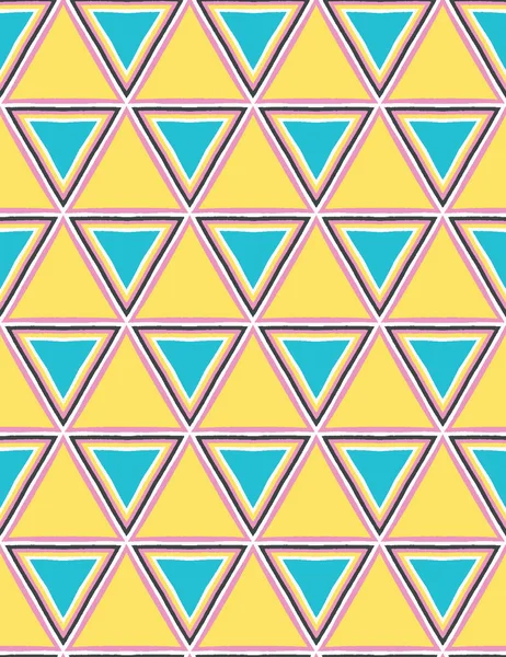 Geometriai retro háromszög alakú varrat nélküli mintázat. Egész nyomtatott vektorháttérrel. Szép nyár 1950-es évek paplant csempe divat stílusban. Divatos tapéta, Vintage lakberendezési. — Stock Vector
