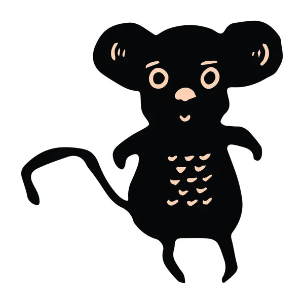 Carino mouse silhouette cartone animato vettore illustrazione motivo set. Disegnato a mano boschetto elementi di fauna selvatica clipart per mammiferi blog . — Vettoriale Stock