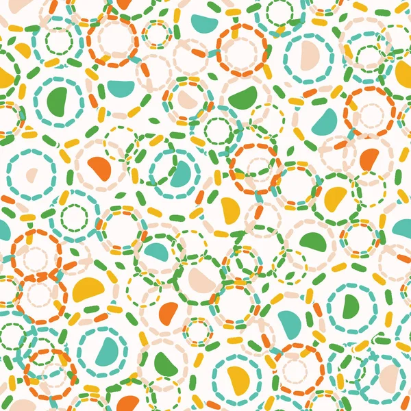 Abstract dotty retro circles. Vector pattern seamless background. Hand drawn textured style. Polka dot tossed graphic illustration. — Stock Vector