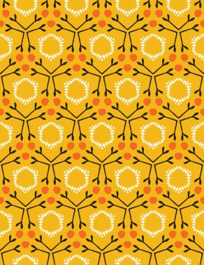 Sonbahar ızgara sorunsuz desen bırakır. Stilize retro çiçek baskı her yerinde kaynaklanıyor. Çayır yorgan tarzı sonbahar moda kumaş. Trendy scrapbooking kağıt, doğa duvar kağıdı, bahçe kırtasiye.