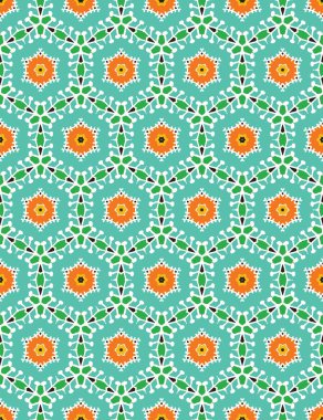 Retro cesur çiçek daireleri sorunsuz desen. Baskı vektör arka planının her yerinde. Yaz yorgan blok moda tarzı. Trendy vintage duvar kağıdı ev dekorasyonu. El çizilmiş şam çiçek tekstil kumaş.