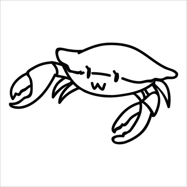 Cute fresh crab lineart cartoon vector illustration motif set. Hand drawn isolated crustacean elements clipart for marine life blog, monochrome prawn graphic, clawed animal web buttons. — Stock Vector