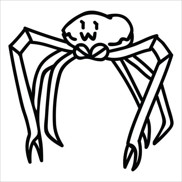 Grazioso spider granchio monocromatico lineart fumetto vettore illustrazione motivo set. Elementi di crostacei isolati disegnati a mano clipart per la vita marina blog, grafica gamberetti, bottoni web animali artigliati . — Vettoriale Stock