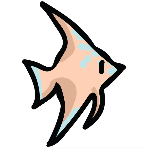 Cute angel fish cartoon vector illustration motif set. Clipart de elementos isolados de vida marinha desenhados à mão para blog de fauna tropical, gráfico de oceano, botões de web subaquáticos . — Vetor de Stock