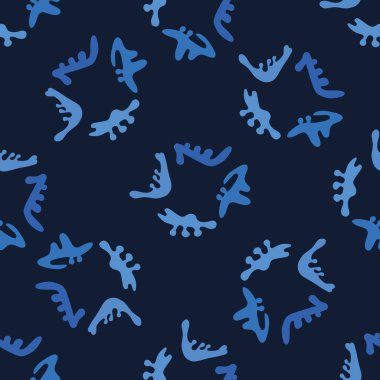 Indigo mavi soyut organik şekiller kesip. Vektör deseni sorunsuz arka plan. El kağıt kesme matisse tarzı. Kolaj grafik illüstrasyon. Trendy ev dekorasyonu, moda baskı, duvar kağıdı attı.