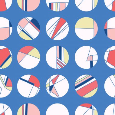 Maritime signal flag style polka dot circles. Vector pattern seamless background. Hand drawn geometric abstract dotty illustration. Trendy nautical home decor, maritime fashion print, modern wallpaper clipart