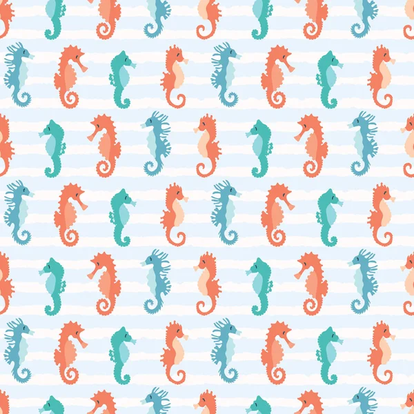 Χαριτωμένες ιππόδρομες κινούμενα σχέδια εικόνα μοτίβο. Χειροποίητα ζώα του ωκεανού χωρίς συγκόλληση διανυσματικό φόντο. Ναυτικό ρούχα παραλίας, κάτω από τα παιδικά αποτυπώματα μόδας. Σίσαλαϊν διασκέδαση υποβρύχια ενυδρείο αλεραστών Print. — Διανυσματικό Αρχείο