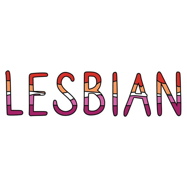 Tipografía lésbica linda ilustración vector de dibujos animados conjunto de motivos. Elementos del orgullo LGBTQ aislados dibujados a mano clipart para el blog de butch y femme, gráficos de texto, botones web wlw . — Vector de stock