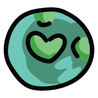 Sevimli yeşil galaksi gezegen karikatür vektör illüstrasyon motifseti. El çizilmiş izole dış uzay elemanları klips gezegen blog, eğitim çocuk grafik, bilimkurgu web düğmeleri için.