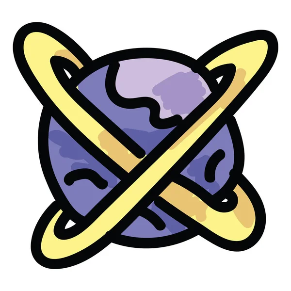 Mignon violet espace planète dessin animé vectoriel illustration motif ensemble. Eléments de galaxie isolés dessinés à la main clipart pour blog planétaire, graphique pour enfants éducatifs, boutons web de science-fiction . — Image vectorielle