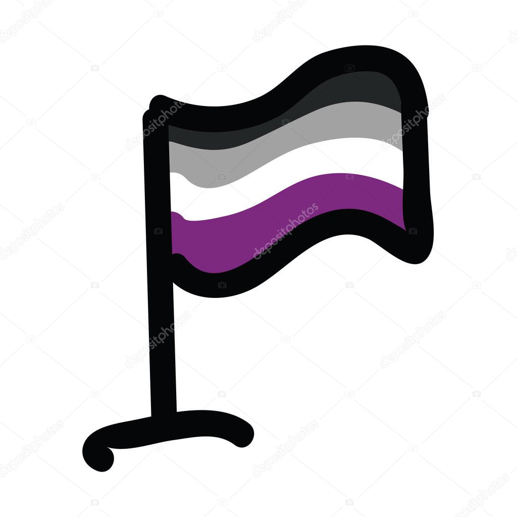 Lindo Asexual Bandera Caricatura Vector Ilustraci N Motivo Conjunto Elementos Del Orgullo Lgbtq