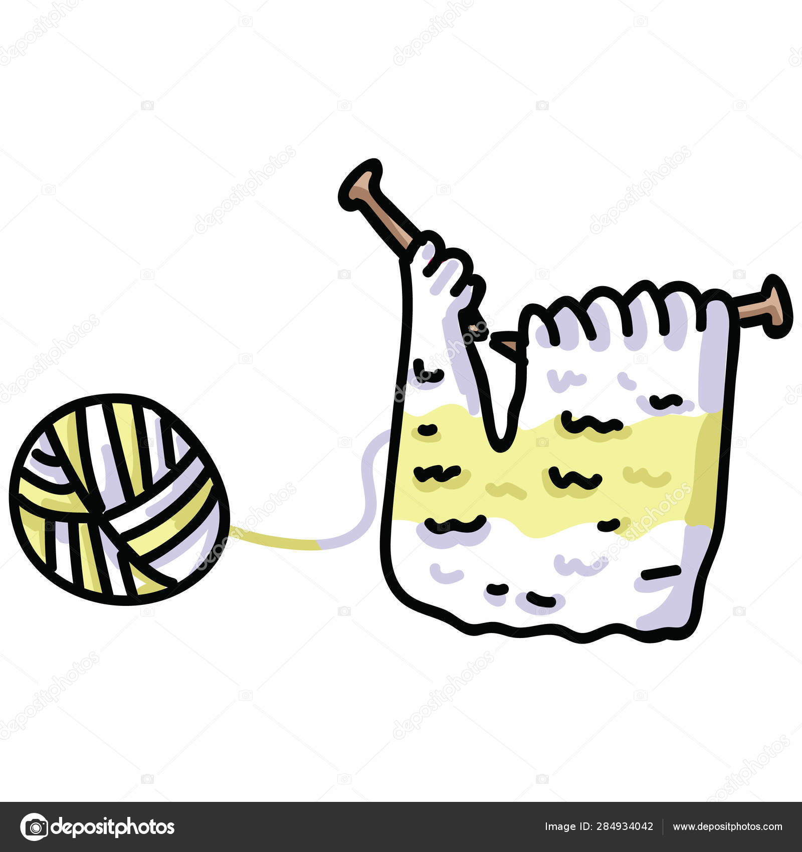 Cute Knitting Needles And Wool Cartoon Vector Illustration Cute Knitting Needles And Wool Cartoon Vector Illustration