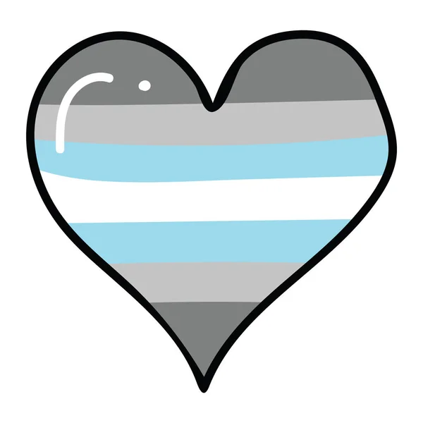 Cute demi boy heart cartoon vector illustration motif set. LGBTQ diversity love elements for pride blog. Trans graphic for summer web buttons. — Stock Vector