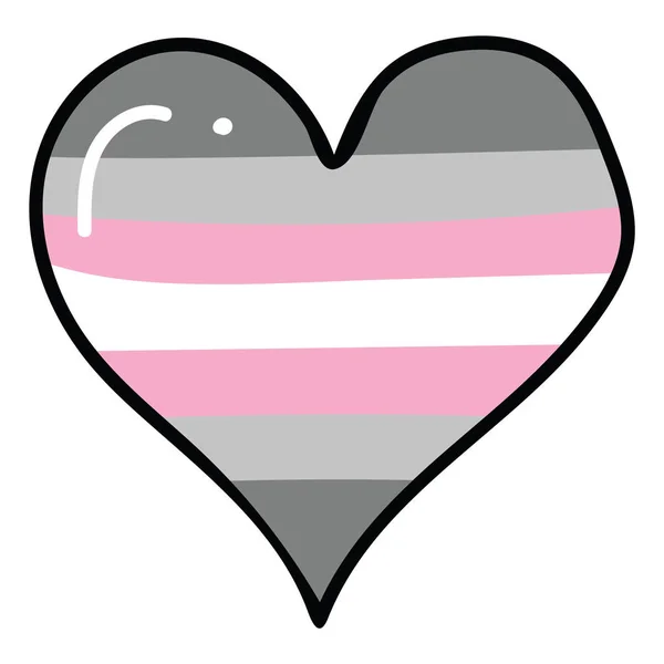 Rozkošná Demi dívčí srdce kreslená vektorová ukázka motiv. LGBTQ diverzita elementy lásky pro blog. Grafika pro letní webové tlačítka. — Stockový vektor
