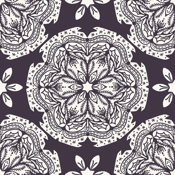 Padrão de flor abstrata desenhado à mão Natal. Stylized poinsettia floral mandala fundo. Férias de inverno por toda a impressão. Presente festivo embrulho papel ornamento ilustração. Amostra vetorial sem costura . — Vetor de Stock