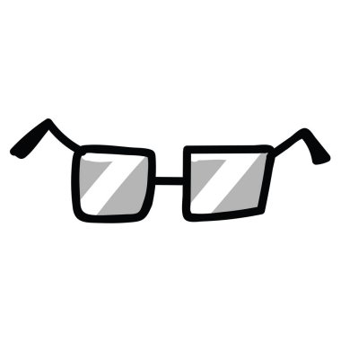 Sevimli basit gözlük karikatür vektör illüstrasyon motif seti. Gözlükblog, vizyon grafik, gözlük web düğmeleri için el çizilmiş izole görme aksesuar elemanları clipart.